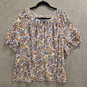 Zac & Rachel Top Blouse Womens 3X Floral Hippie Boho Cottagecore‎ Artsy Peasant